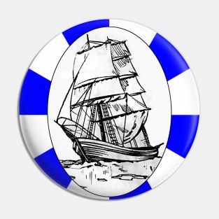 boat on blue emblem Pin