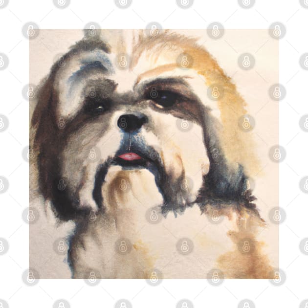 Shih Tzu Watercolor Painting - Dog Lover Gifts by Edd Paint Something