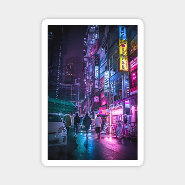 Cyberpunk Anime Aesthetic in Tokyo Japan Magnet by TokyoLuv