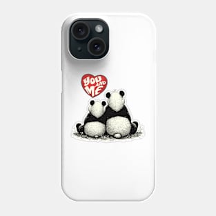 Couple Panda Bear in Love Print art illustration Panda Valentines gifts Phone Case