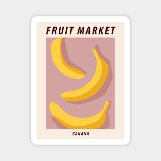 Fruit market print, Banana, Posters aesthetic, Cottagecore decor, Exhibition poster, Tropical, Food art Magnet