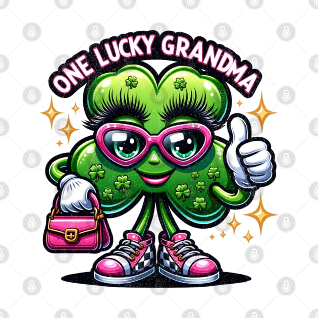 One Lucky Grandma Funny Cute Shamrock Luck St Patrick's Day St Paddy's Day Irish Clover by Carantined Chao$