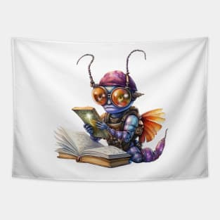 Cute Steampunk Bookworm: A Whimsical Reading Adventure Tapestry