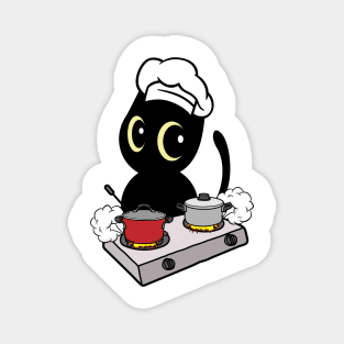 Funny black Cat is cooking Magnet