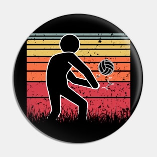 Travel back in time with beach volleyball - Retro Sunsets shirt featuring a player! Pin