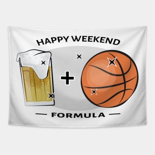 Happy Weekend Formula - Basketball & Beer Tapestry