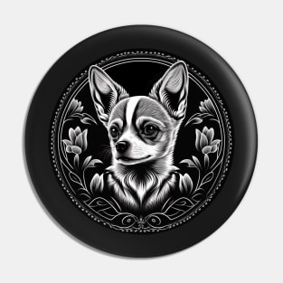 Cute Black and white Chihuahua Pin