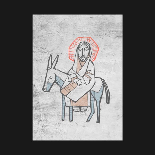Jesus Christ on a donkey, entering to Jerusalem by bernardojbp