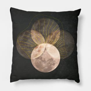 Full Moon Phase Retro Mystical Illustration Pillow