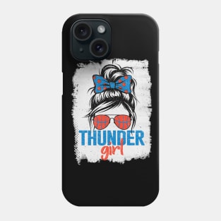 Vintage Thunder Girl Messy Bun Retro Oklahoma Sports Fan Team Spirit Phone Case