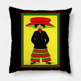 FASHIONISTA CAT IN THE RED HAT (BRITISH) Pillow