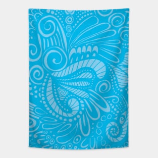 Sky Blue Tiki Parrot Tapestry