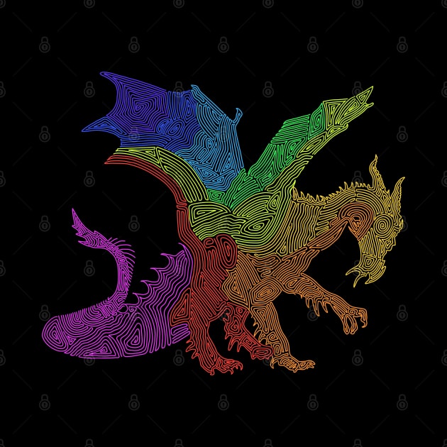 Swirly Rainbow Dragon by Slightly Unhinged