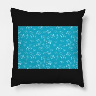 White Butterflies on Light Blue background Pillow