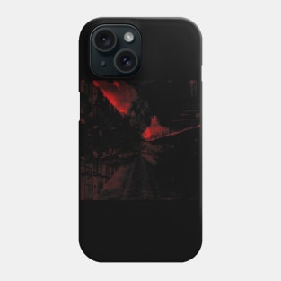 Digital collage and special processing. View from night dreams. City. Red. Phone Case
