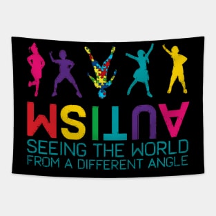 Funny Autism Awareness Seeing The World From Different Angles Tapestry