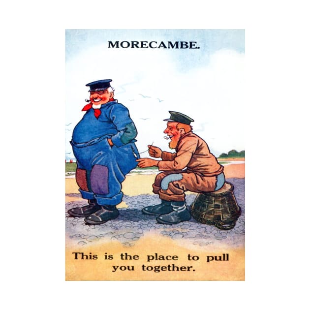 Morecambe Bay. Funny Postcard,  British seaside resort postcard humor. c 1950's by JonDelorme