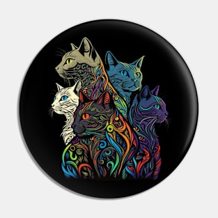 Cat Colorful Pattern Design Pin