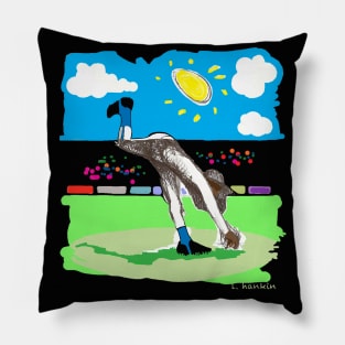 Art of the Pitch on Black Background Pillow