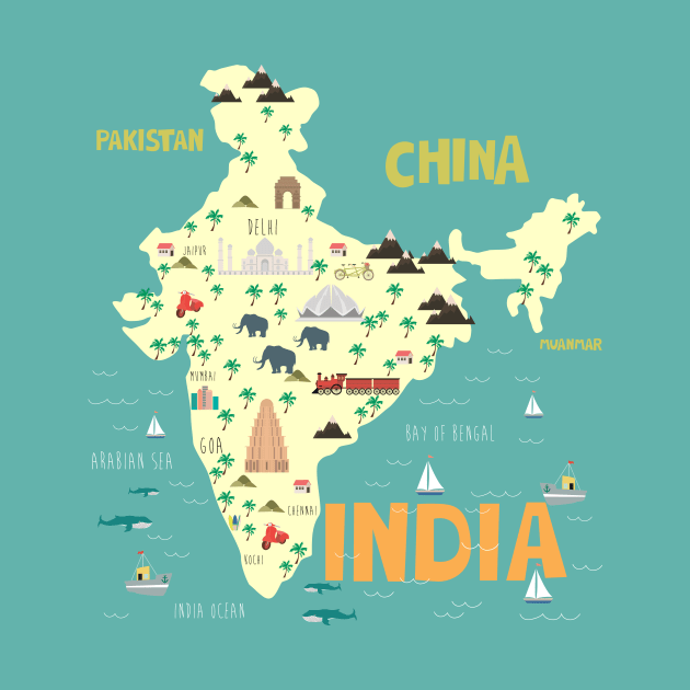 Illustrated India Map by JunkyDotCom