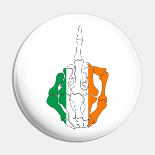 Skeleton Middle Finger Ireland Flag Pin