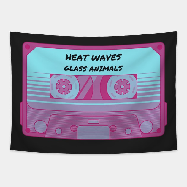 Heat Waves, Glass Animals, Vibrant Retro Music Cassette Tapestry by SongifyIt