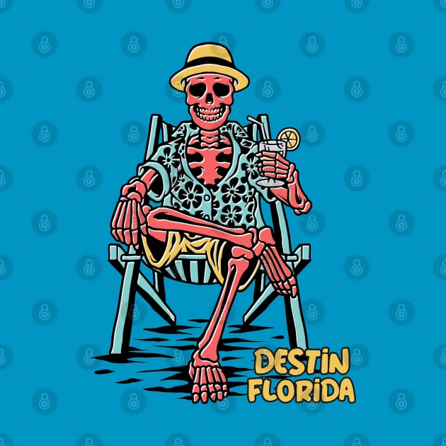 Funny Destin Florida Beach Skeleton Sunburn Souvenir by Etopix