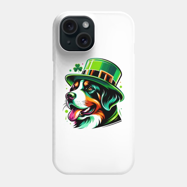 Greater Swiss Mountain Dog Celebrates Saint Patrick's Phone Case by ArtRUs