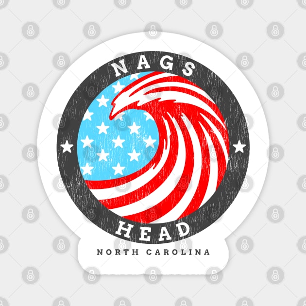 Nags Head, NC Summertime Patriotic 4th Pride Surfing Magnet by Contentarama