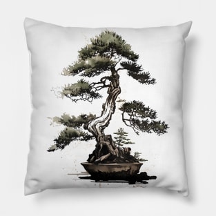 Bonsai Tree Japanese art Sumi-e painting Pillow