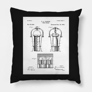 Wine Cooler Patent - Wine Lover Kitchen Cafe Decor Art - White Pillow