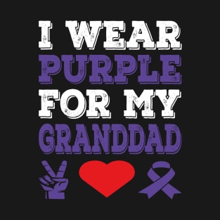 I Wear Purple For My Granddad Peace Love Cure T-Shirt