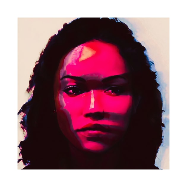 On the Wall - Red Glitch Art Portrait by raspberry-tea