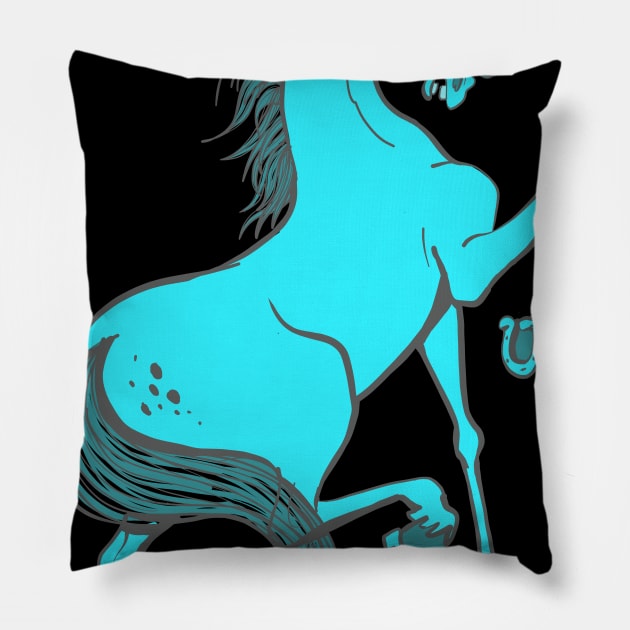 blue horse in the ascent Pillow by duxpavlic