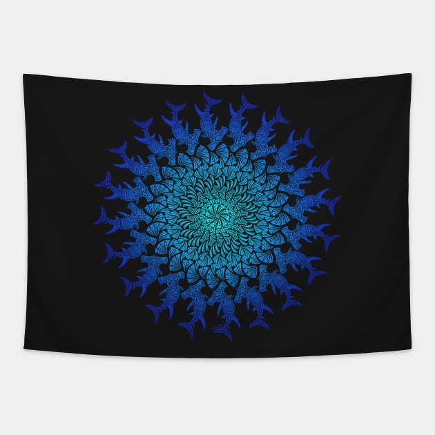 Tribal Hammerhead Mandala Tapestry by artsytoocreations