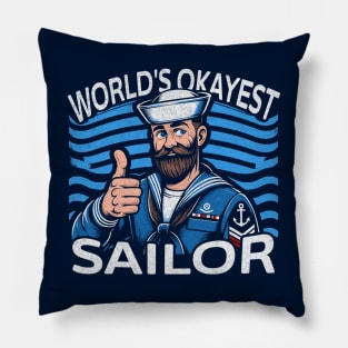 Navy Humor Tee - World's Okayest Sailor Graphic Pillow