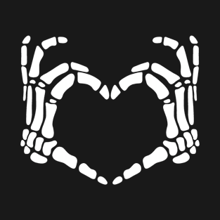 Skeleton Hand Heart Sign Bones Funny Halloween Horror T-Shirt