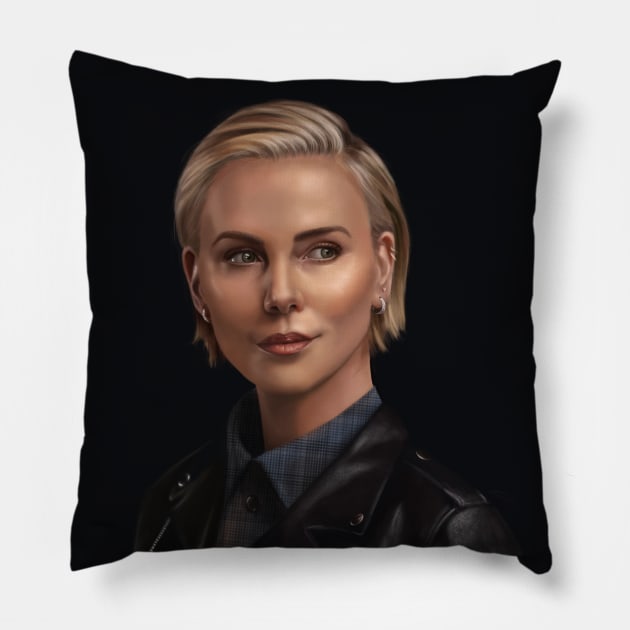 Charlize Theron Pillow by brainbag