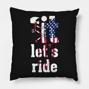 Motocross American Flag Lets Ride Pillow