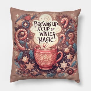 hot cocoa, winter magic Pillow