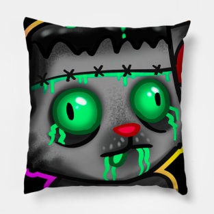 Zombie cat with outline Pillow