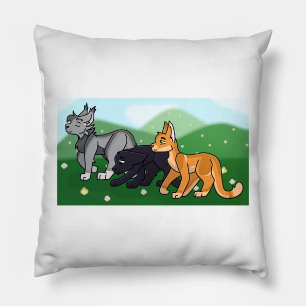 Graystripe, Ravenpaw, Firestar Pillow by ceolsonart