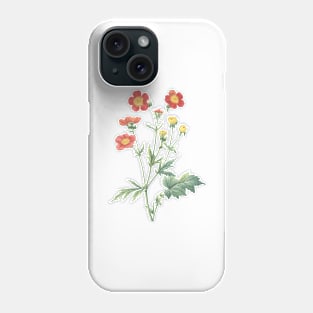 Red Geranium Wildflower Vintage Botanical Illustration Phone Case