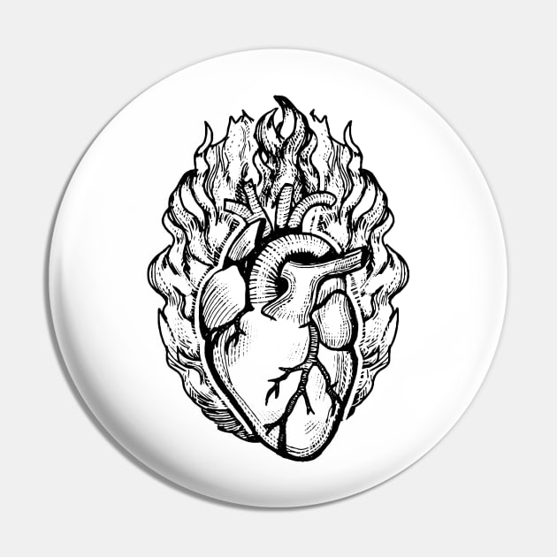 burning heart Anatomical heart t-shirt Pin by The Brooklyn Vibe