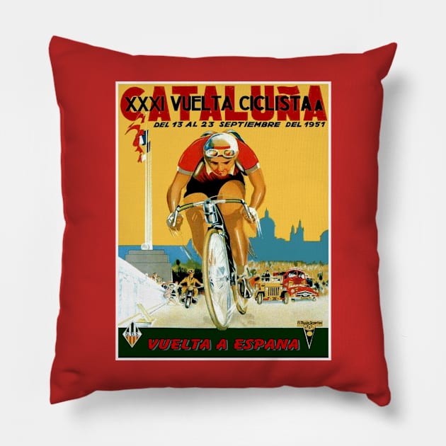 VUELTA A ESPANA Cataluna Bicycle Racing Print Pillow by posterbobs