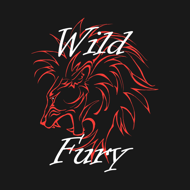 Lion Wild Fury contours red white by Animalistics