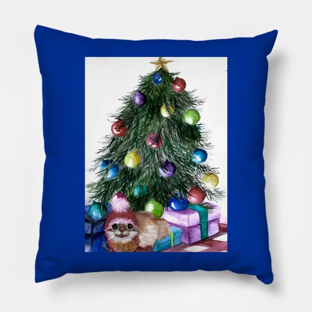 Christmas tree Pillow by The artist of light in the darkness 