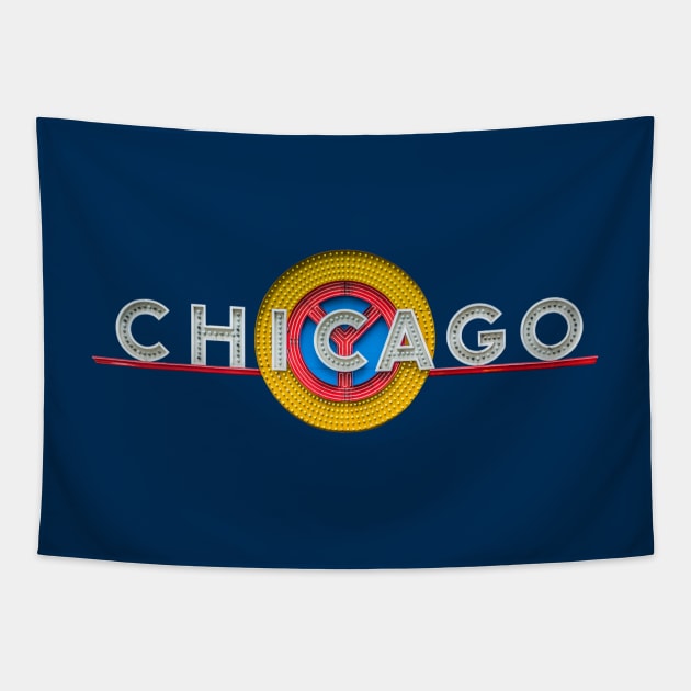 Chicago Theater Main Marquee Tapestry by Enzwell