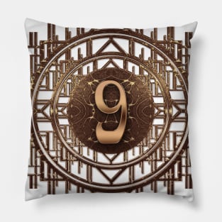 No 9 in golden age style - abstract numerals and art deco retro characters Pillow