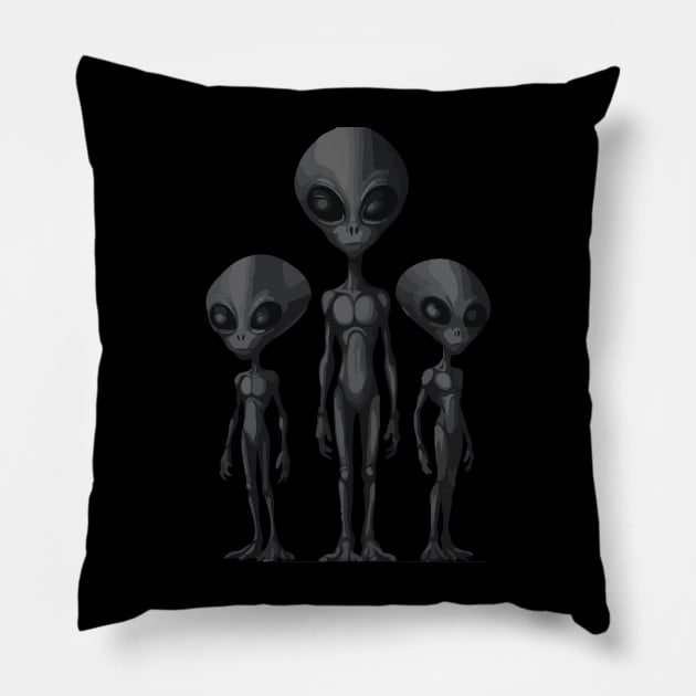 extraterrestrial bodies. Alien invasion. black and white. uap Pillow by Ideas Design